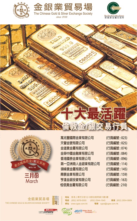 金荣中国荣登十大最活跃伦敦金/银交易行员